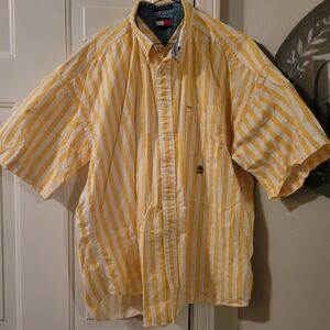 Vintage Mens Tommy Hilfiger Yellow Striped Shirt